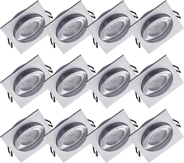 Oktaplex Lyon 12er Set LED Einbauspots aus Aluminium in Silber, schwenkbar und 3-stufig dimmbar, Warmweiß 2700K, 4,8W, 380lm - Bild 1