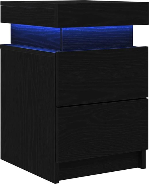 vidaXL Nachttisch in Schwarzer Eiche mit integrierter Beleuchtung, B/T/H: 35 x 39 x 55 cm - Bild 1