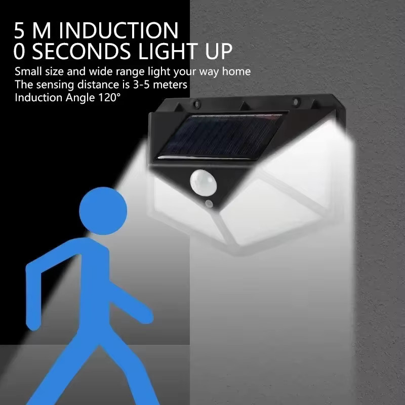 OLOEY Solarbetriebene Außenwandleuchte mit 100 LED und Bewegungsmelder, IP65 wasserdicht, Weiß, Rechteckig, B/T/H: 9,8 x 7,3 x 7,3 cm - Bild 4
