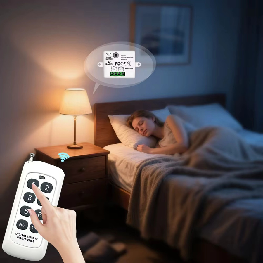 Szaoju Drahtloser Fernbedienungsschalter mit 1 Relais, 433MHz Empfangsmodul, 110V bis 220V AC, Weiß - Bild 3