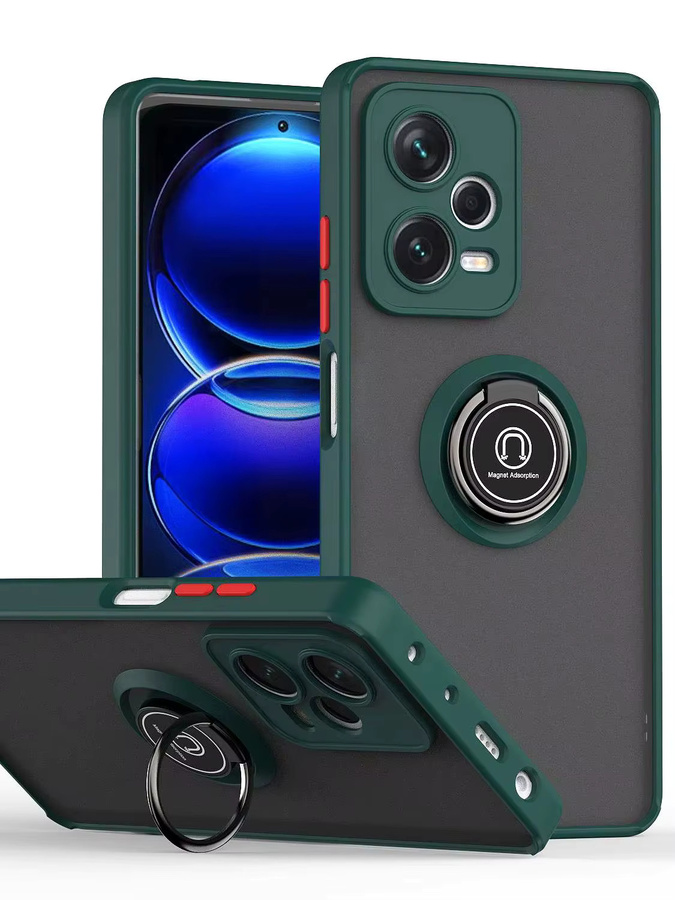 Xiaomi Redmi Note 12 Pro Plus 5G Hülle mit Metallring-Halter aus Silikon und Matt-Hartschale in Blau - Bild 5