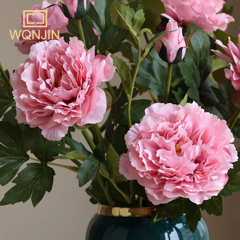 WQNJIN Künstliche Pfingstrose in Weiß mit 2 Köpfen, 69 cm lang, dekorative Blumen für Hochzeit und Tischdekoration - Bild 2