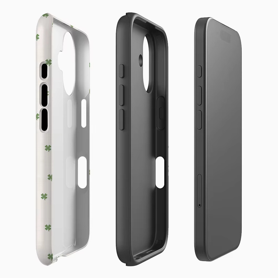 Handyhülle mit Kleeblattmuster für Apple iPhone 17 16 15 14 13 12 Pro Max Plus mit doppelschichtiger Rückseite - Bild 2