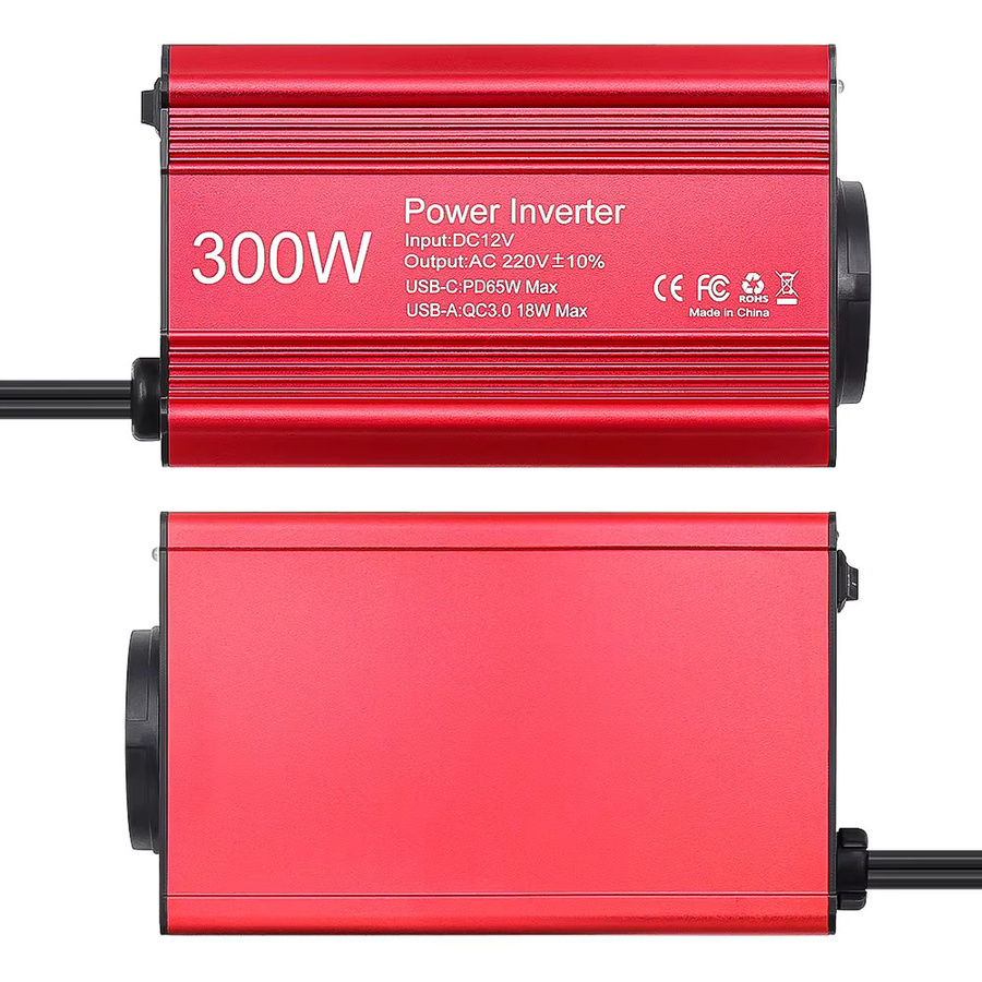 JFIND Auto Inverter Konverter DC 12V zu AC 220V mit PD 65W USB-C Schnellladefunktion, Rot - Bild 3