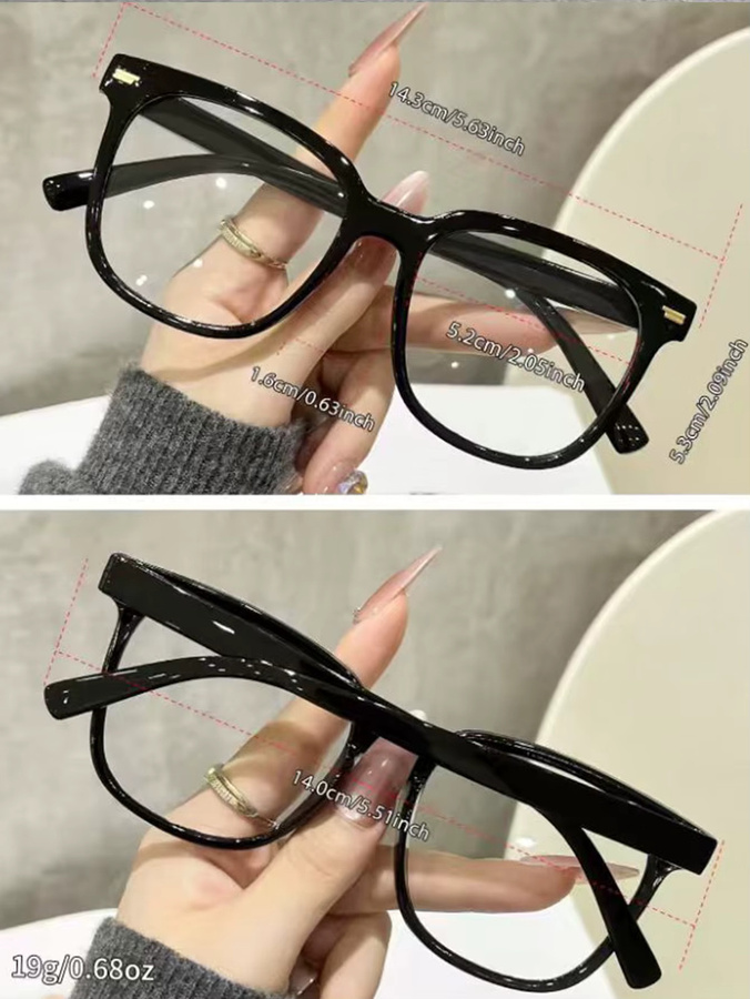 CAIPAI Korrektionsbrille, rechteckig, Vollrand, Kunststoff, black, transparent - Bild 3
