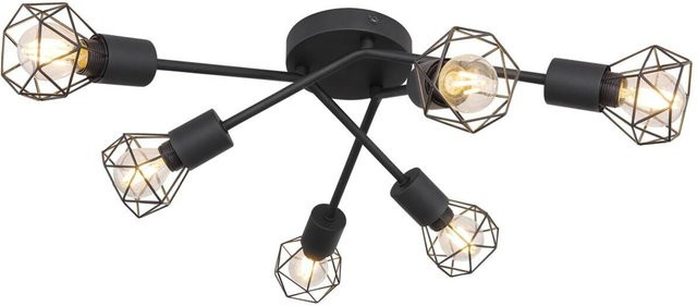 Globo Lighting Deckenleuchte Xara in Schwarz aus Metall mit 6 E14 Fassungen, Höhe: 63 cm, Durchmesser: 18 cm - Bild 1