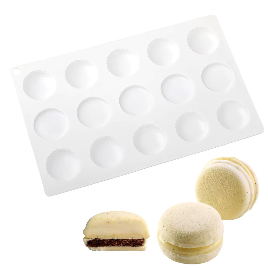 SHENHONG 15-Fach Mini-Macaron-Form aus Silikon in Weiß oder Schwarz für Dessert und Schokolade - Bild 2