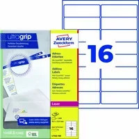 Avery Zweckform Adressetiketten ultragrip in Weiß für Laser, Breite: 99,1 mm, Höhe: 33,9 mm - Bild 1