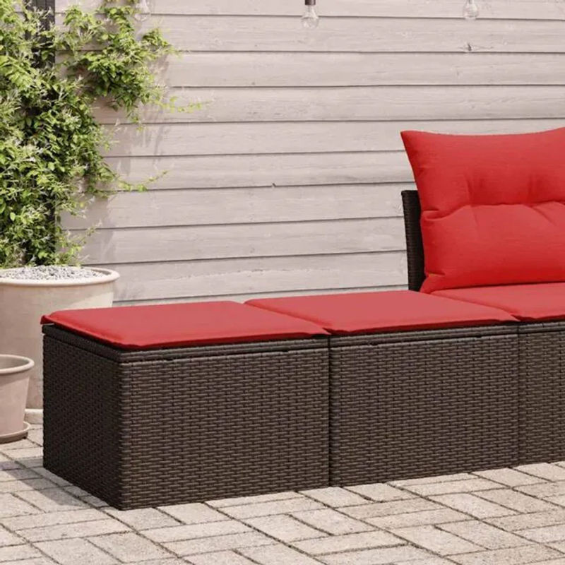 2-teilige Garten-Sofagarnitur aus Poly-Rattan und Akazienholz in Braun mit Kissen von vidaxl - Bild 1