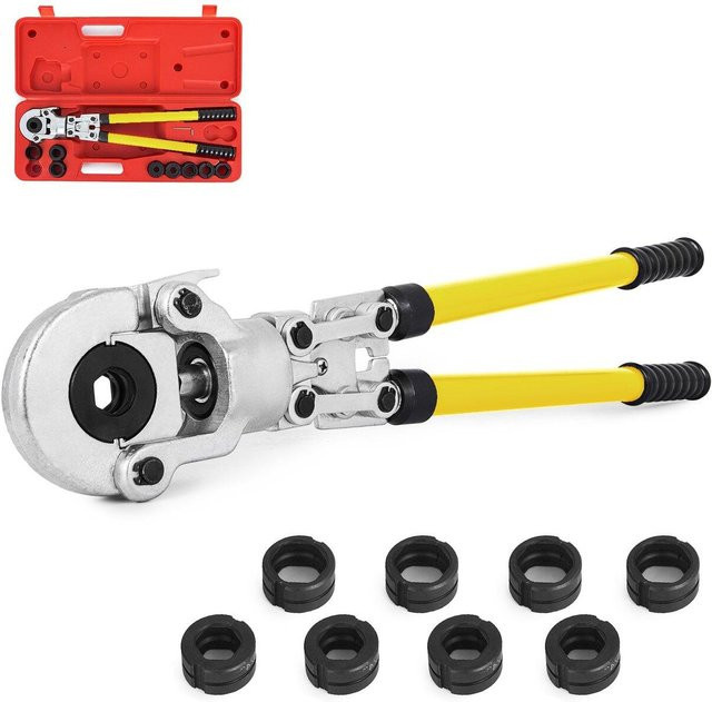 Buying Solutions MB Kupferrohr-Presszange Sanitär-Presswerkzeug mit 360 Grad Kopf in Gelb, Pressbereich 12-32mm - Bild 1