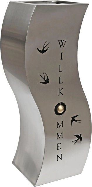 DELUKE Pflanzsäule OLIVER geschwungen aus Edelstahl in Silber, freistehender Blumenkübel für Garten und Eingangsbereich, B/T/H: 25 x 25 x 80 cm - Bild 1