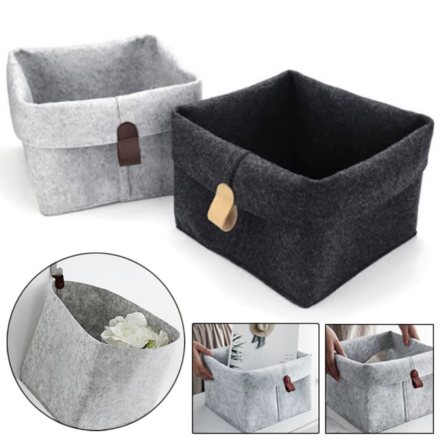 Trebalena Filz-Aufbewahrungskorb als Schreibtisch-Organizer und Mehrzweck-Box in Schwarz und Grau, B/T/H: 20 x 20 x 12 cm - Bild 3