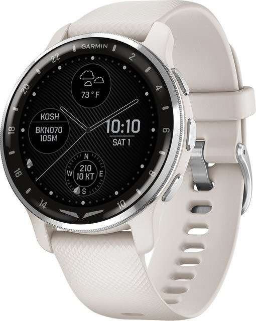 Garmin Smartwatch, Herren, Edelstahl, 44 mm, Schwarz, Silikon - Bild 1