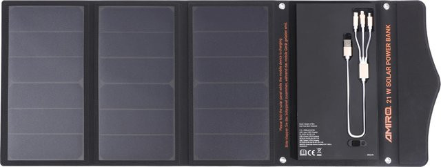 Yard Force Solar Powerbank LX PB21 mit 21 W, 13000 mAh, Schwarz, Micro-USB, Lightning und USB-C - Bild 1