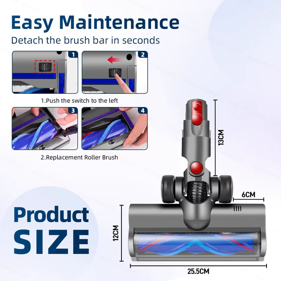Dyson Staubsaugerkopf für V7 V8 V10 V11 V15 als V-förmige Boden- und Teppichbürste, abnehmbar und waschbar, Breite: 25,5 cm, Höhe: 13,0 cm - Bild 4
