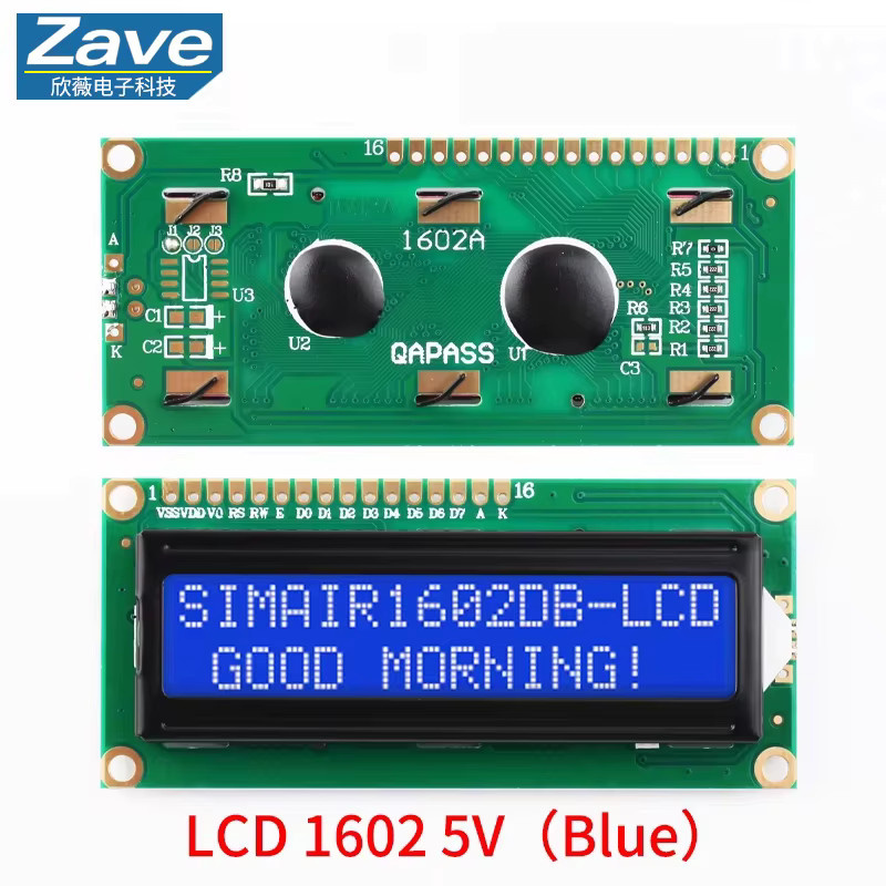 ZAVE LCD1602A LCD-Anzeigemodul mit I2C-Schnittstelle für Arduino, 16x2 Zeichen in Blau, Gelb, Grün oder Grau, 5V - Bild 3