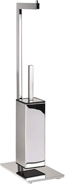 Brillantbad META WC-Bürstengarnitur mit Papierrollenhalter aus Messing in Chrom, freistehend, B/T/H: 25,5 x 15,0 x 71,0 cm - Bild 1