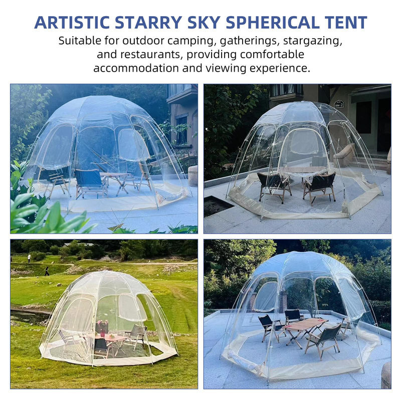 TOMTOP JMS Kuppel Zelt für 8-10 Personen, Beige und Transparent, Outdoor Pavillon mit Mückenschutz, B/T/H: 360 x 360 x 230 cm - Bild 7