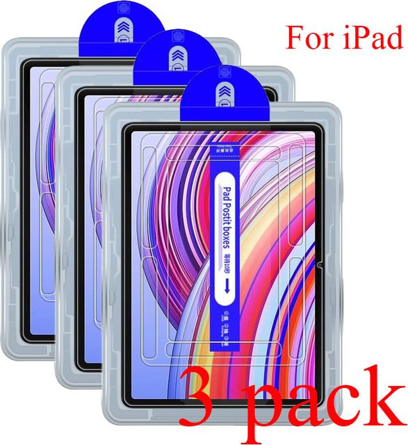 3er-Pack Apple iPad Displayschutzfolie aus gehärtetem Glas, transparent, vollständige Abdeckung für iPad Air 13 und 11 Zoll sowie iPad Pro M2/M3 13 und 11 Zoll sowie iPad Pro 12,9 Zoll und iPad Mini - Bild 1
