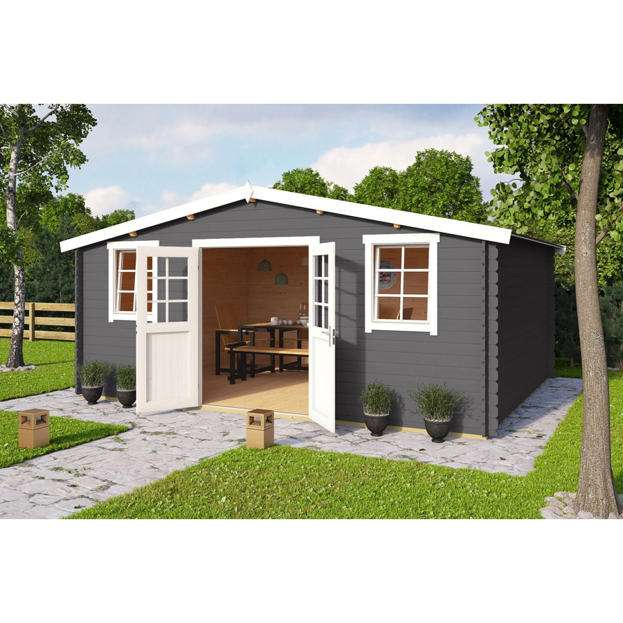 Lasita Gartenhaus Wels 5 aus Fichtenholz mit Satteldach in Carbongrau, B/T/H: 510 x 400 x 245,1 cm - Bild 2