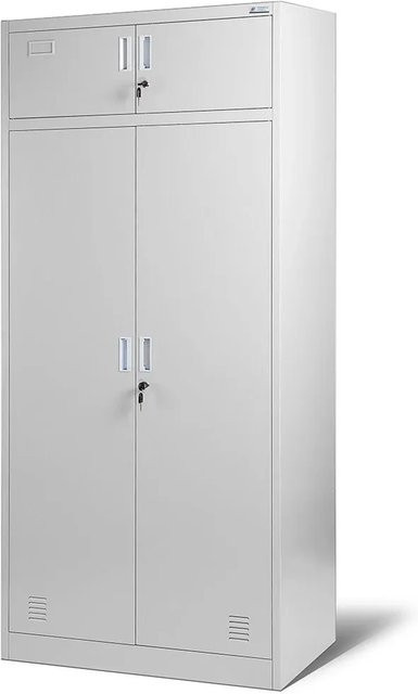 Jan Nowak Mehrzweckschrank BORYS Spind aus Stahl in Grau mit Türen und Schubladen, Höhe: 185 cm, Breite: 90 cm, Tiefe: 50 cm - Bild 1