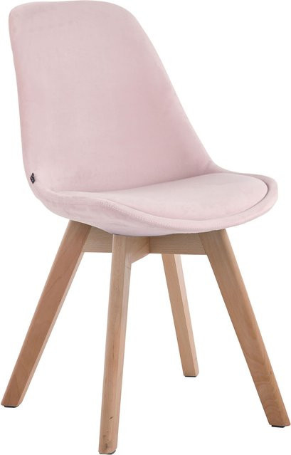 TPFLiving Besucherstuhl Bornova Two in Pink mit Samtbezug und Holzgestell Natura - Bild 1