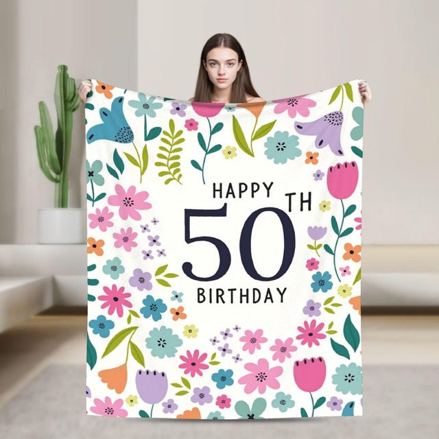 BestDream007 Happy 60th Birthday Kuscheldecke aus Flanell, Mehrfarbig, B/B: 150 x 200 cm - Bild 1