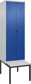 C+P PSA Doppel-Spind Classic PLUS Sitzbank mit 2 Abteilen und Kunststoff-Sitzfläche, B/T/H: 212,0 x 60,0 x 81,5 cm - Bild 1