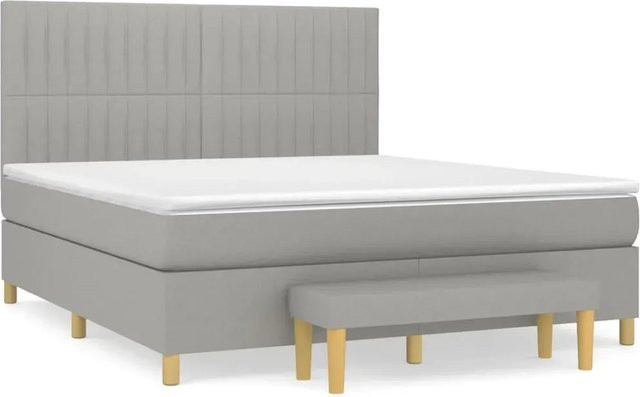 vidaXL Boxspringbett mit Matratze Hybrid-Design in Hellgrau, B/T/H: 180 x 200 x 128 cm - Bild 1