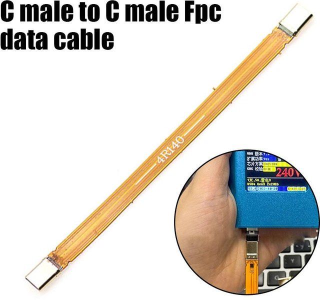 USB4 Typ C Datenlade-Verlängerungskabel mit PD240W und flexiblem FPC-Doppelkopf in Gelb und Orange - Bild 1