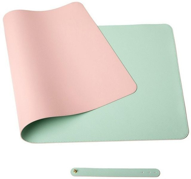 Wasserdichte beidseitige Schreibtischmatte aus PU-Leder von Baofenga in Hellgrün und Multicolour, Staubdichte Handauflage für Büro und Nagelkunst - Bild 1