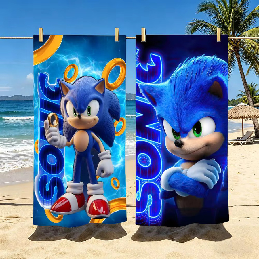 Game S-Sonic Soft Pool Mikrofaser-Strandtuch für Sport und Camping, schnell trocknend, Weiß-Blau - Bild 2