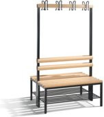 C+P Garderobenbank Basic doppelseitig mit Schuhrost und Haken, Schwarzgrau/Buche, H: 165,0 cm, B: 100,0 cm, T: 75,6 cm - Bild 1