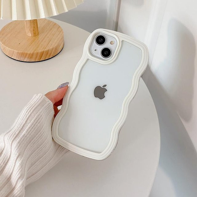 Transparentes iPhone Case mit gewellten Linien von Bai Fen Bai-Digital 3C für iPhone 15 Pro Max XS Max X XR 7 8 Plus SE in Weiß - Bild 1