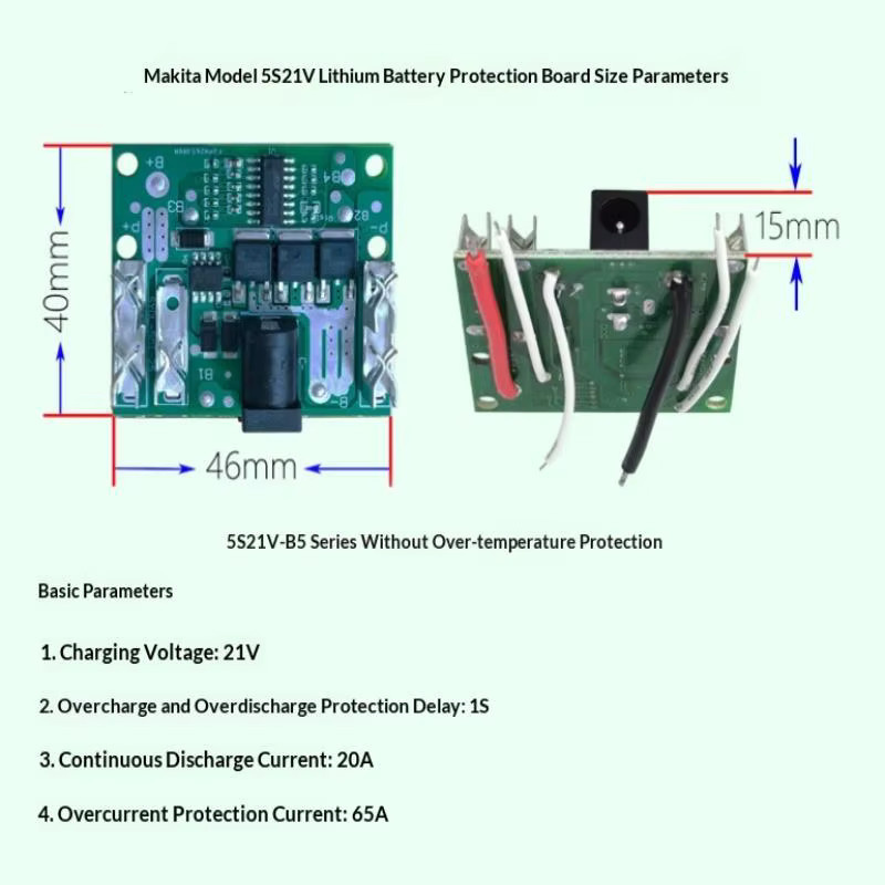 ESHYLALA BMS 5S 20A Lithium-Batterie Ladeschutz-Platine für 18650 Li-Ion Akkus, grün - Bild 3