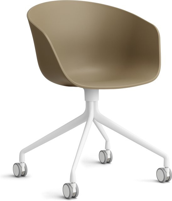 HAY About A Chair AAC 24 moderner Schwenkstuhl aus Stahl in Braun mit Armlehnen und Rollen - Bild 1