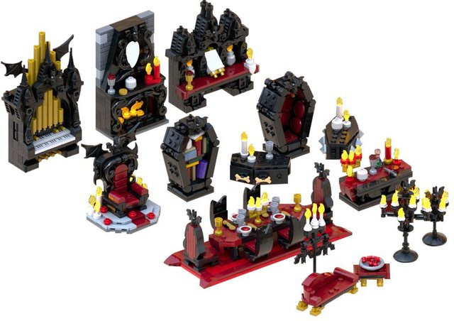 Gobricks Vampirmöbel Bausteine Set Halloween Mittelalter DnD ab 14 Jahren - Bild 1