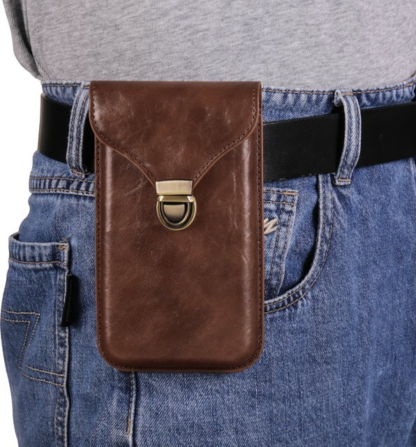 Leder Handy Holster mit Gürtelclip für Xiaomi 14T 13T 12T Redmi Note 14 13 12 11 Pro 5G 11S und Poco X7 F7 M7 in Braun - Bild 1