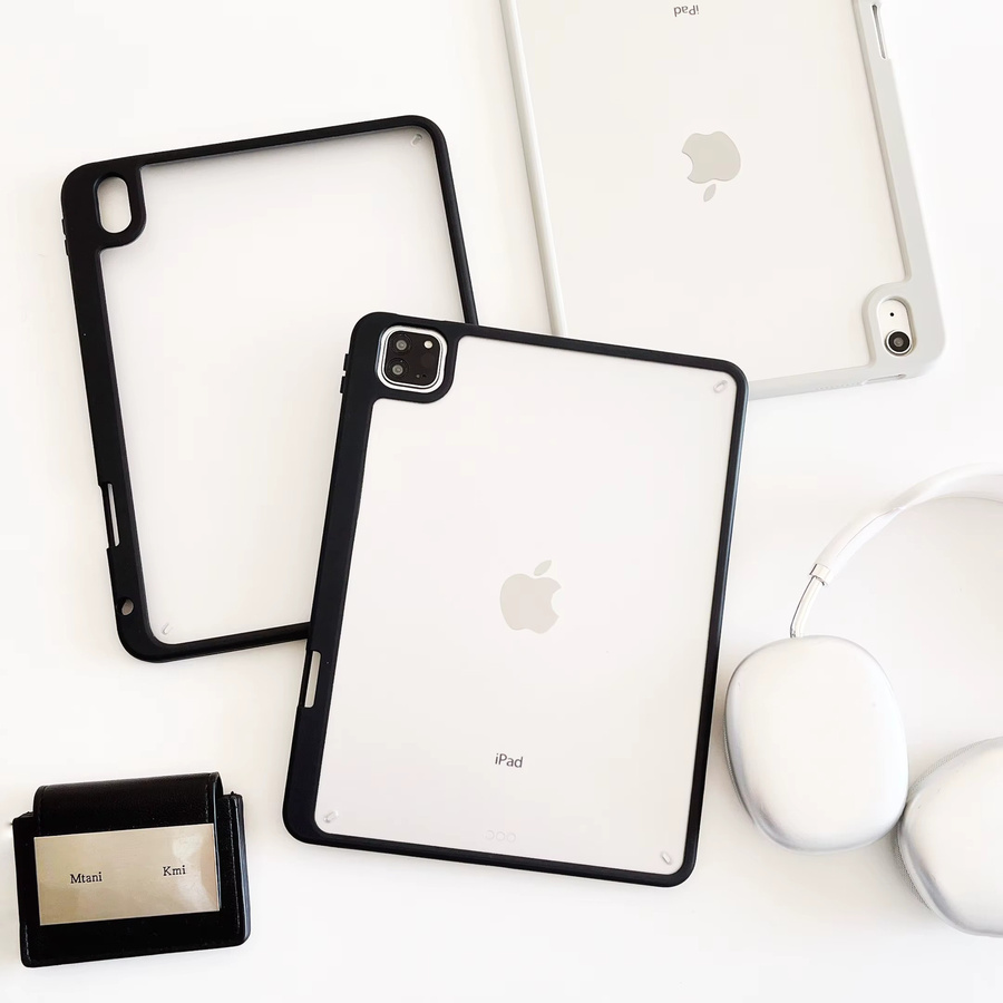 Stoßfeste Hard Sleeve Schutzhülle für Apple iPad Air und iPad Pro, matt durchscheinend, Farbe: Transparent/Grau - Bild 1