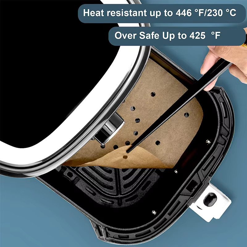 FSMHOME Einweg Air Fryer Pergamentpapier Liner in Braun, Antihaft-Backpapier für Heißluftfritteuse, Ofen und Mikrowelle - Bild 4