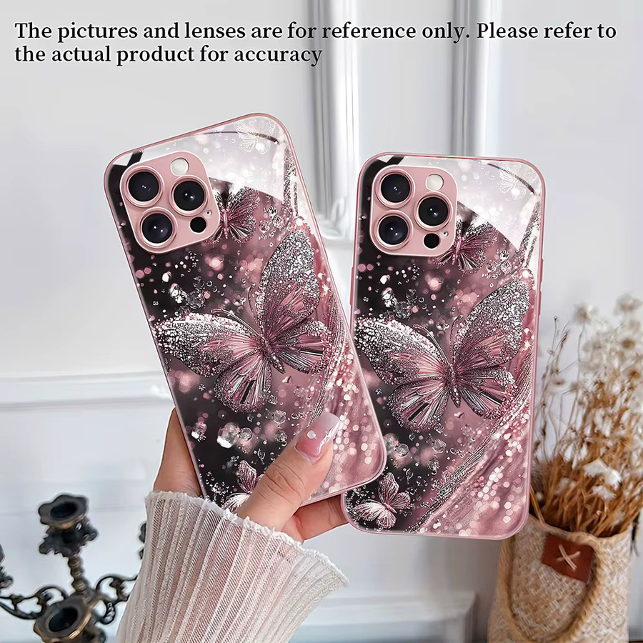 Rosa Schmetterling Schutzhülle aus gehärtetem Glas für Samsung Galaxy S25 S24 S23 S22 Ultra Plus sowie A56 A55 A35 A26 A17 A16 A07 A06 und A37 A36 - Bild 2