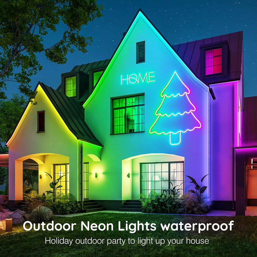 Mexllex RGB Neon Flex LED-Streifen in Multicolour mit Musik-Synchronisierung, App- und Fernbedienung sowie IP65 Wasserdichtigkeit für Außenbereich und Innenräume - Bild 4