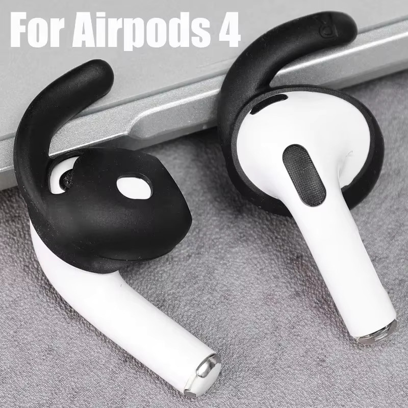Silikon-In-Ear-Ohrstöpselschutz und Gehäuseabdeckung für Apple AirPods 4 in Schwarz mit rutschfestem Ohrbügel - Bild 3