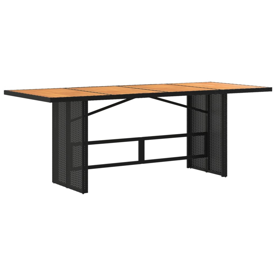 vidaXL Gartentisch aus Poly Rattan und Akazienholz in Schwarz, B/T/H: 190 x 80 x 74 cm - Bild 4