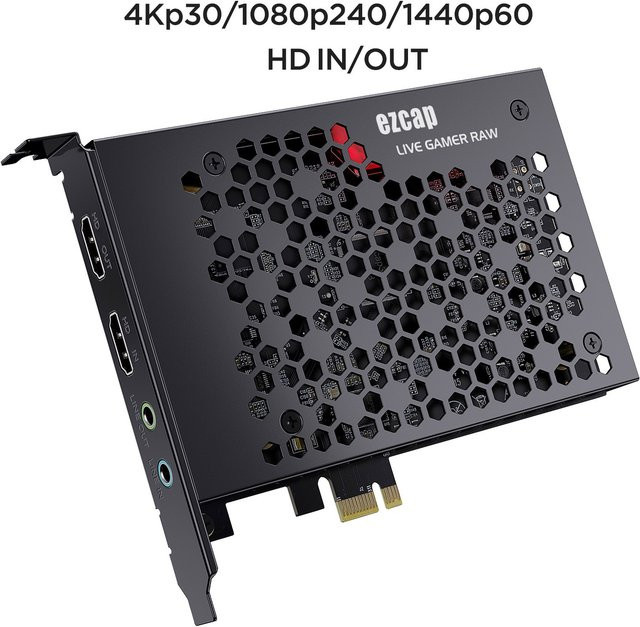 ezcap 324B Live Gamer Raw PCIe 4K UHD Capture Card in Schwarz für PC, Gaming-Systeme und Camcorder - Bild 1