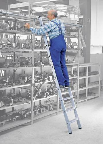 MUNK Günzburger Steigtechnik Aluminium Regalleiter einhängbar in Silber mit 16 Stufen und einer maximalen Arbeitshöhe von 5,3 m - Bild 1
