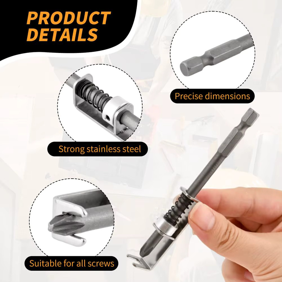 Rafford Schraubendreher-Bit-Halter Phillips Anti-Rutsch Bit-Befestigungsklemmen-Set in Silber für elektrische Bohrmaschinen und DIY-Reparaturen - Bild 2