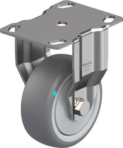 Blickle Bockrolle BKPXA-TPA 80KFD aus Edelstahl in Silber und Grau mit 80 mm Rad-Durchmesser und 100 kg Tragfähigkeit - Bild 1