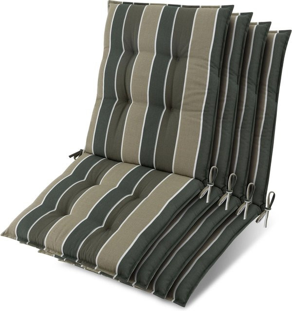 Beautissu 4er Set Niederlehner Auflage Sun-NL, Grün-Gestreift, B/T/H: 100 x 50 x 8 cm - Bild 1