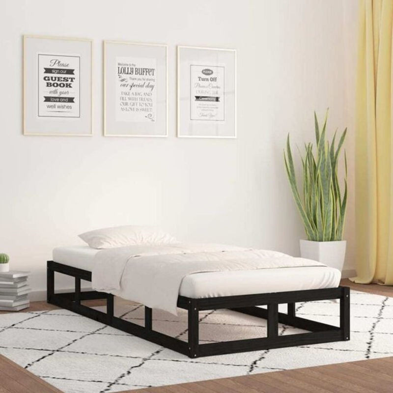 Massivholzbett aus Kiefer von vidaxl in Schwarz, modern und minimalistisch, B/T: 75 x 190 cm - Bild 1